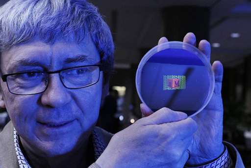 Prof. S. Zaitsev with a rainbow hologram
